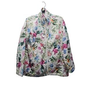 Coldwater Creek Floral Quilted Jacket Petite Large PL Full Zip Lightweight